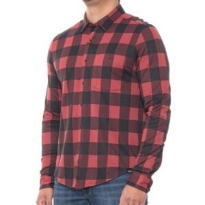 Rhone Hardy Flannel Shirt Red Black Long Sleeve Men's XL Button Up Cabincore